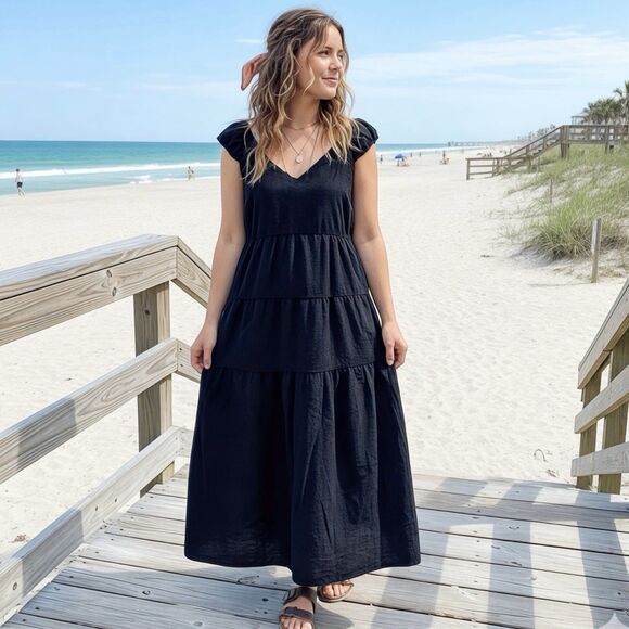 Old Navy Womens Dress Medium Sleeveless Midi Cottage Cottagecore Dark Academia - Picture 1 of 16